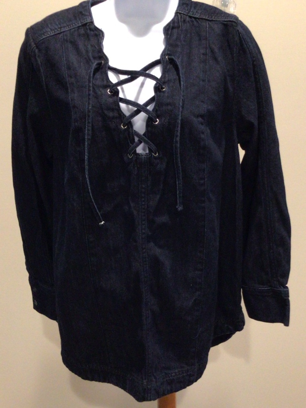 Denim 24/7 Dark Blue Denim Top with Heart Logo
